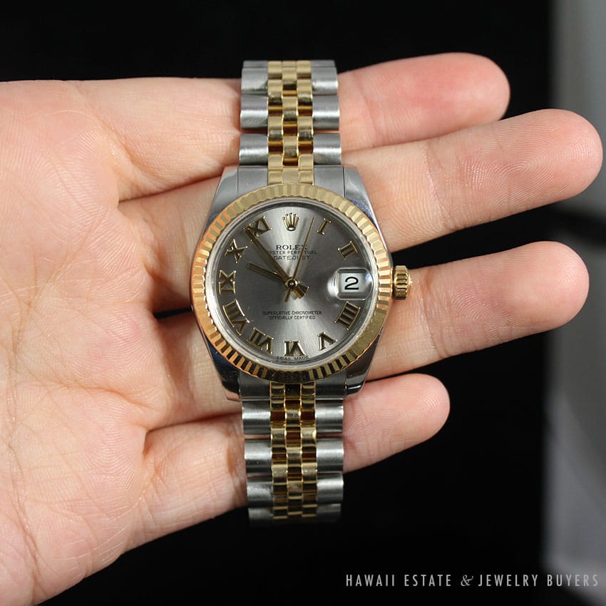 ROLEX ROMAN DATEJUST MID-SIZE TWO TONE JUBILEE BAND 2015 MODEL 178273 - Image 2