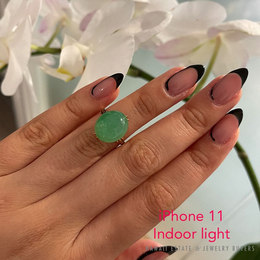 ANTIQUE GIA CERTIFIED A JADE GREEN DOUBLE CABOCHON 18K YELLOW GOLD RING SZ 5.5 - Image 4