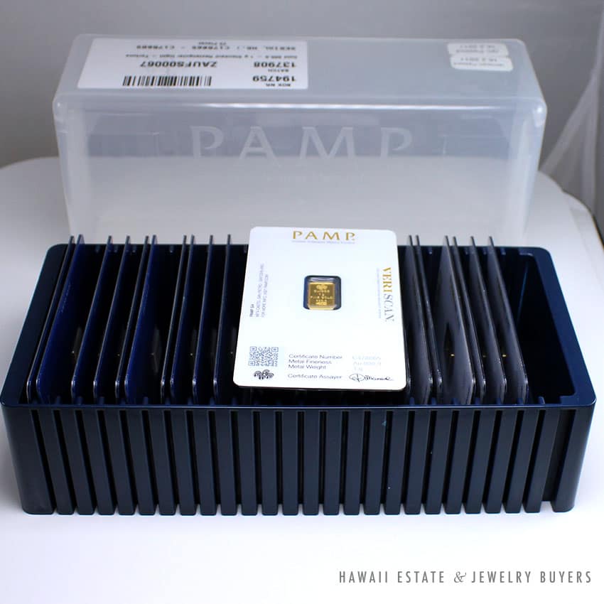 BOX OF 25 PAMP SUISSE 1 GRAM AU 999.9 LADY FORTUNA VERISCAN (IN ASSAY)