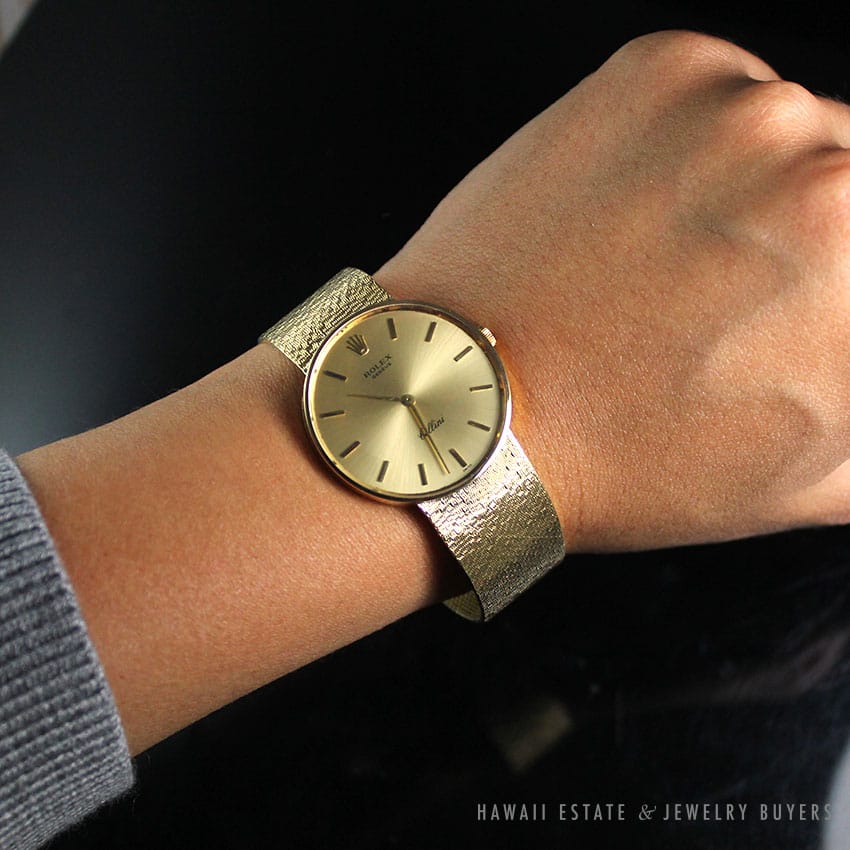 AUTHENTIC ROLEX CELLINI 18K ROUND CASE 18K YELLOW GOLD BRACELET WRIST WATCH - Image 2