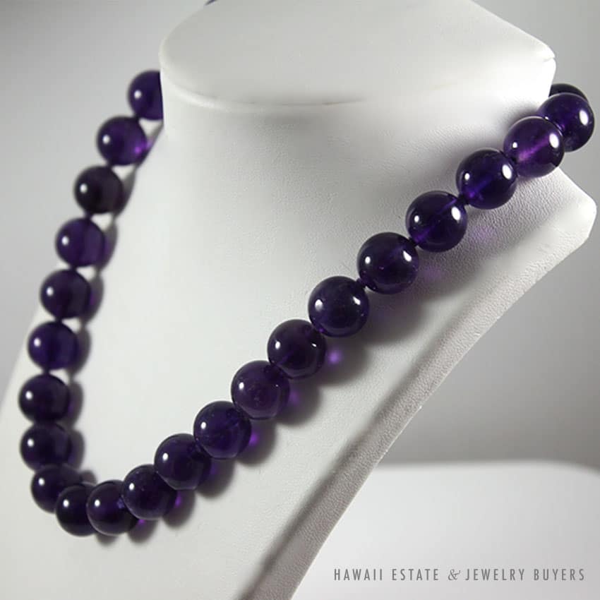 Amethyst Large Bead 14K Yellow Gold Necklace 17.5" - Image 2