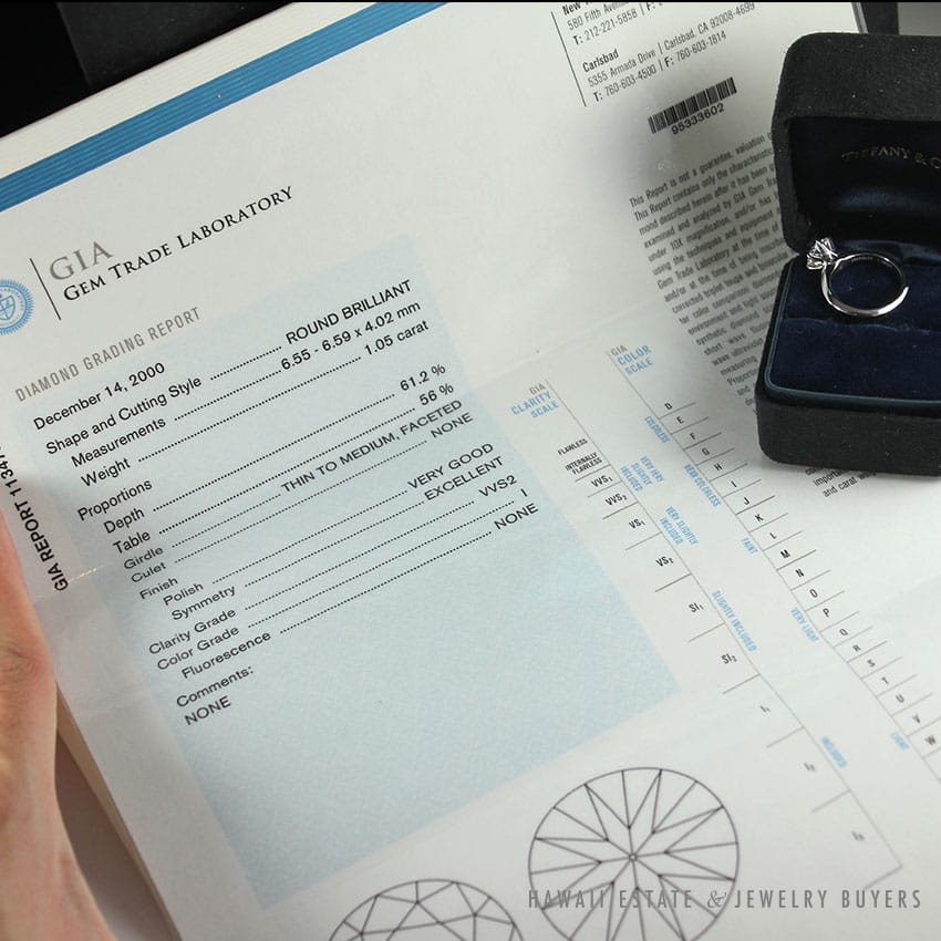 AUTHENTIC TIFFANY & CO. PLATINUM SOLITAIRE 1.05CT VVS2 I W/ BOXES, PAPERS, & GIA - Image 2
