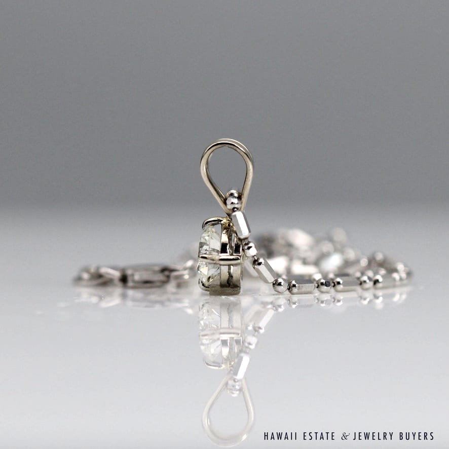 4.2g 14KWG 0.72ct I1/HI DIAMOND PENDANT ON 16" 1.3mm BEAD & BAR CHAIN - Image 3