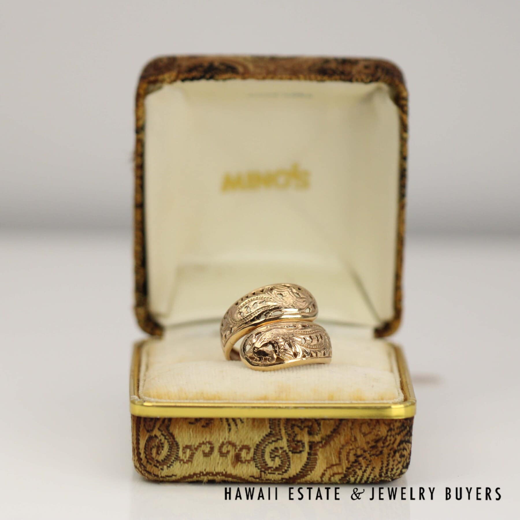 Ming's Phoenix Bypass 14K Yellow Gold Ring size 5.25 w/ box
