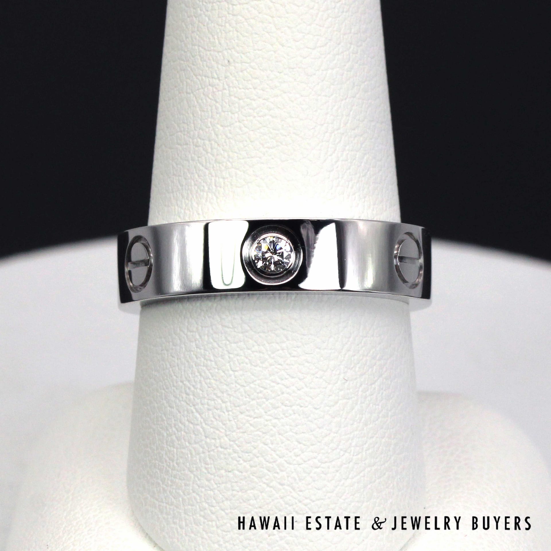 Cartier 18K White Gold 0.24ctw 3 Diamond Love Ring Size 60 