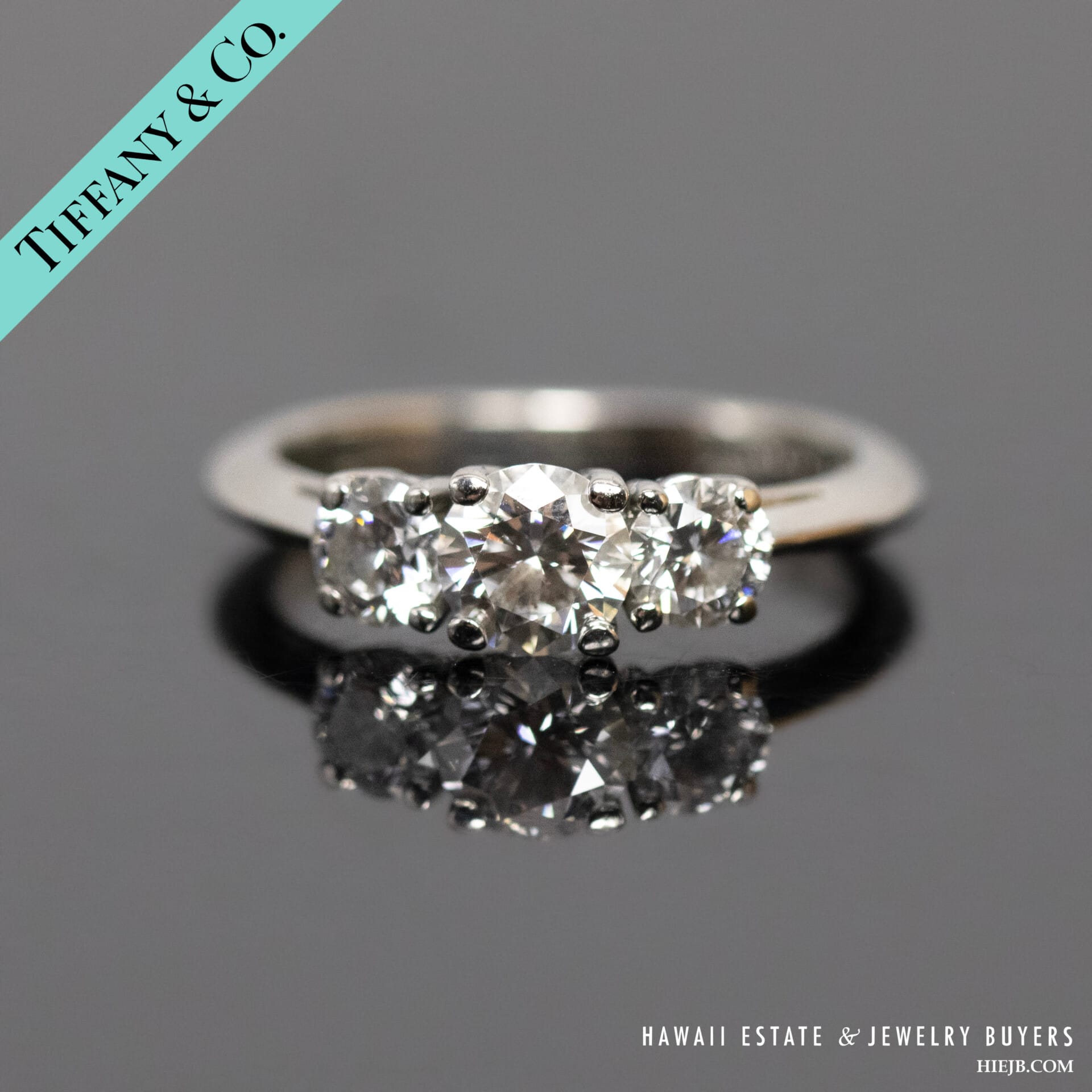 TIFFANY & CO. 4.7g PLATINUM 1ctw VVS1/F DIAMOND RING SIZE 4.75 