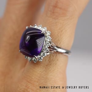 9.72ct Sugarloaf Amethyst 1.00ctw Diamond Ring Platinum Size 6, 10g - Image 2