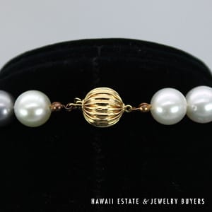 Multicolor South Sea Pearl Necklace Graduates 12mm-16mm 18" Strand with 14K Yellow Gold Clasp - Image 2
