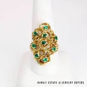 0.75ctw Emerald Freeform Ring 18k Yellow Gold Size 10, 13.6g - Image 2