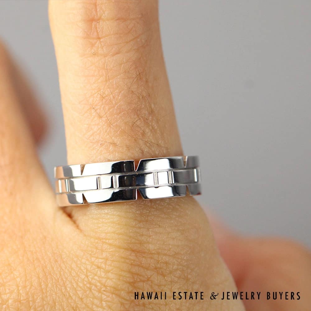 Cartier Tank Francaise 18K White Gold Ring Size 56 w/ Boxes and papers