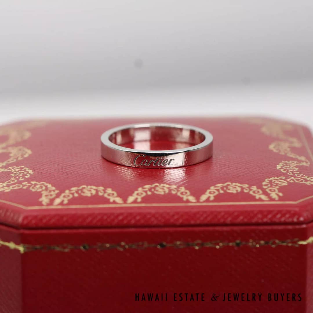 Cartier Plat C De Cartier Band Ring Size 55 w. Box, papers