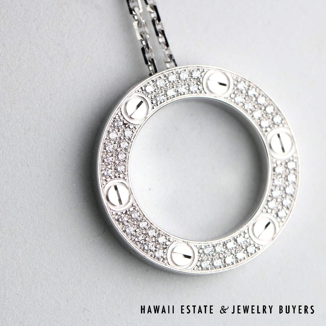 ■Cartier■カルティエ LOVE NECKLACE Cartier Love 0.34ctw Diamond Pave 18K White Gold Necklace 16