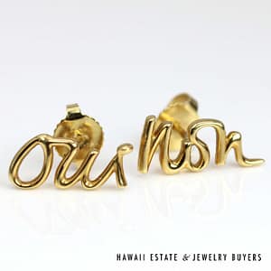 Tiffany & Co Paloma Graffiti Oui / Non 18K Yellow Gold Stud Earrings