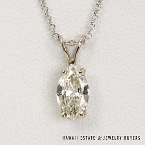 0.67ct Marquise Diamond 14K White Gold Pendant Necklace , 16Ó Length