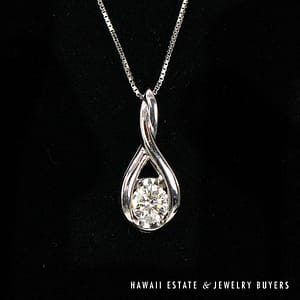 0.33ct Diamond 14K White Gold Pendant Necklace with 18in 0.6mm Box Chain