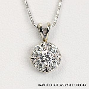 0.71ctw VS/GH 14K White Gold Diamond Pendant on 16Ó Mock Baht Chain, 3.1g