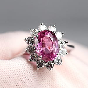 2.72CT Hot Pink Sapphire & Diamond 14K White Gold Ring