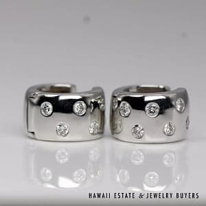 0.35CTW Diamond 14K White Gold Huggie Hoop Earrings