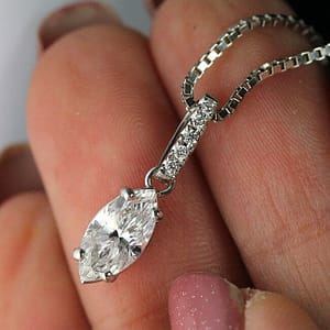 0.98CT Marquise Diamond 18K White Gold Pendant & 14K White Gold Necklace