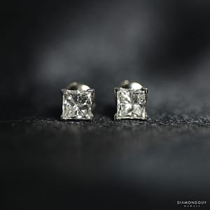 KAY JEWELER'S 1.6g 14KWG 2.06ctw PRINCESS CUT STUD EARRINGS
