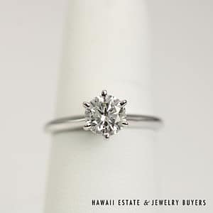 1.01CT Round Brilliant Diamond Solitaire 14K White Gold Engagement Ring Size 6 IGI