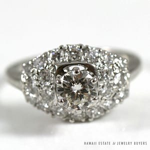 Vintage 1CTW Diamond Pave 14K White Gold Ring (SZ 6)