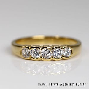 0.50ctw Diamond Half Bezel 18k Yellow Gold Band Size 6.25, 3.2g