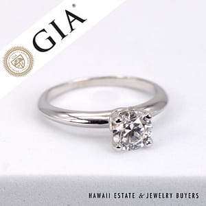 GIA 1CT Round Brilliant Natural Diamond Platinum Engagement Ring Sz 7