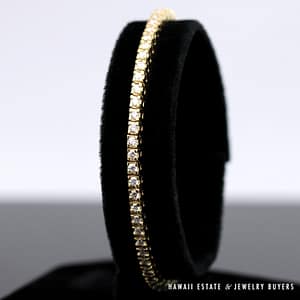 2.10CTW H/I SI1 Round Brilliant Diamond 14K Yellow Gold Tennis Bracelet