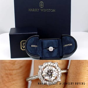 Harry Winston Belle Collection 4.1g Platinum 0.70ct GIA VS1/D RBC Center 0.50ctw FCRB Micro Pave Semi Mount with Box and Papers