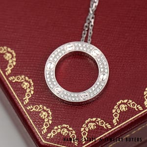 Cartier Love 0.34ctw Diamond Pave 18K White Gold Necklace 16" w/ Box