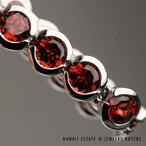 10.19ctw Garnet Bezel Set 14K White Gold Tennis Bracelet Size 7