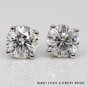1.3g 14K WHITE GOLD 1.10ctw I1/H DIAMOND SCREWBACK EARRINGS