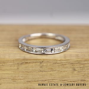 0.70CTW Baguette Diamond Anniversary 18K White Gold Wedding Band Size 6.25