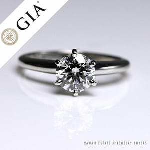 GIA Certified Triple Excellent 0.69CT G VS Diamond 6 Prong Platinum Solitaire Ring