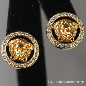 Gianni Versace Gioielli Medusa 1CTW Diamond 18k Yellow Gold Estate Earrings