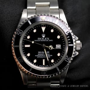 1991 Rolex Men's Black Sea-Dweller 39mm 16600 Stainless Steel Watch