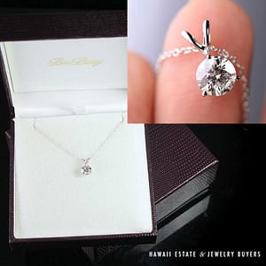 1CT Round Brilliant Solitaire Diamond Ben Bridge 14k White Gold Necklace