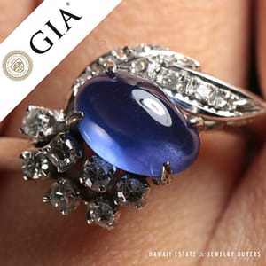 GIA Natural Blue Star Sapphire Diamond Ring Size 4.75 w/ GIA Certificate