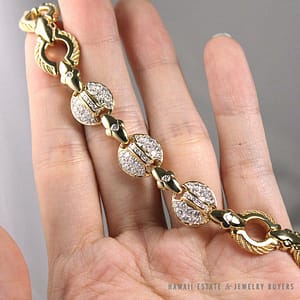 Vintage 2.25CTW Diamond Nautical Rope Work 18k Yellow Gold Bracelet 7"