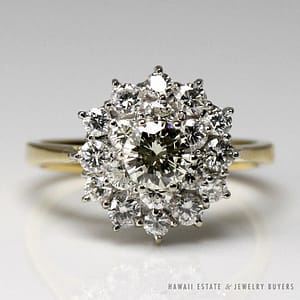 1.41CTW Fancy Yellow Diamond Cluster Flower 18K Yellow Gold Ring (SZ 5)
