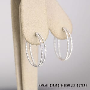 3.5g 18KWG 0.47ctw Diamond Front and Back Hoop Earrings