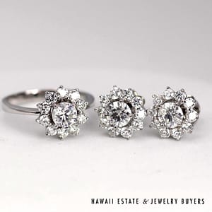 3.85ctw Diamond 14K White Gold Ring and Earrings SEt