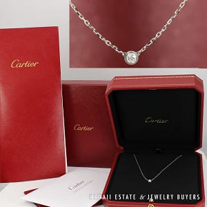 Cartier 0.10ct Diamond 3g 18K White Gold Necklace 16 Inch with Box and Papers