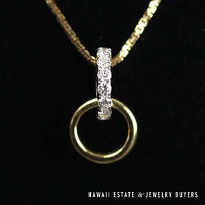 0.22ct Diamond Circle Pendant 18k Yellow Gold with 18" Adjustable Chain, 2.7g