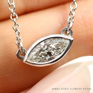 0.88CT Marquise Diamond Bezel Set 14k White Gold Choker Necklace 16"