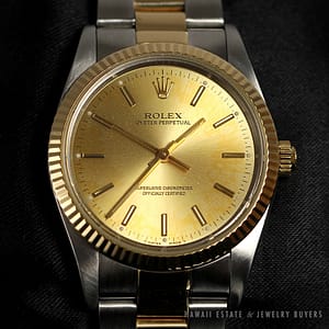 Rolex Men's 34mm Oyster Perpetual No-Date Ref 14233 Two Tone Wrist Watch