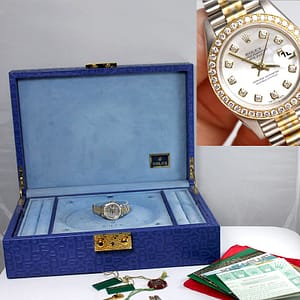 Rolex Ladies 25mm Tridor Datejust Mother of Pearl 18K White Gold Stainless Steel Watch
