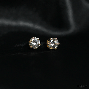 1.9g 14KYG 0.96ctw DIAMOND STUD 6-PRONG EARRINGS