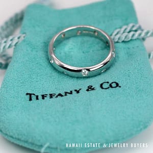 Tiffany & Co Platinum 4mm Diamond Etoile Band Size 5.5 with Pouch, 6.3g